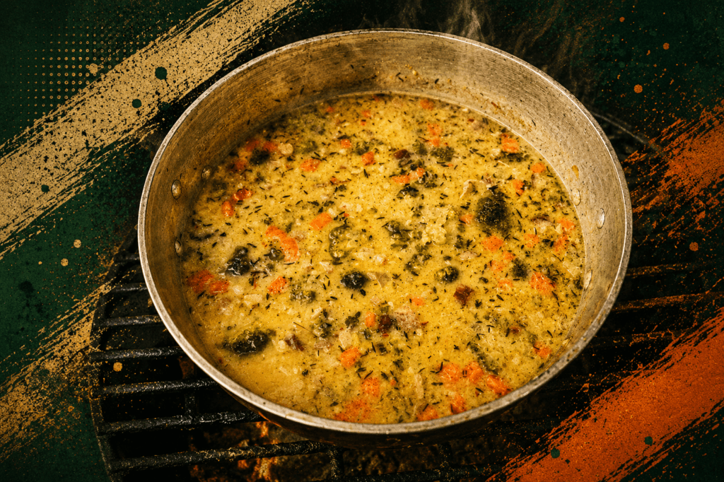 leftover ham and potato soup on big green egg