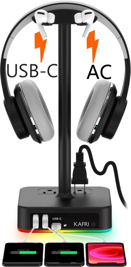 KAFRI RGB Headphone Stand with USB Charger